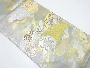 地紙に流水・桜・藤模様織り出し袋帯